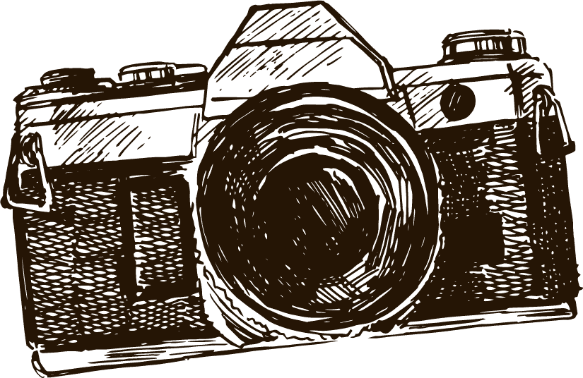 スケッチ画のようなカメラのイラスト